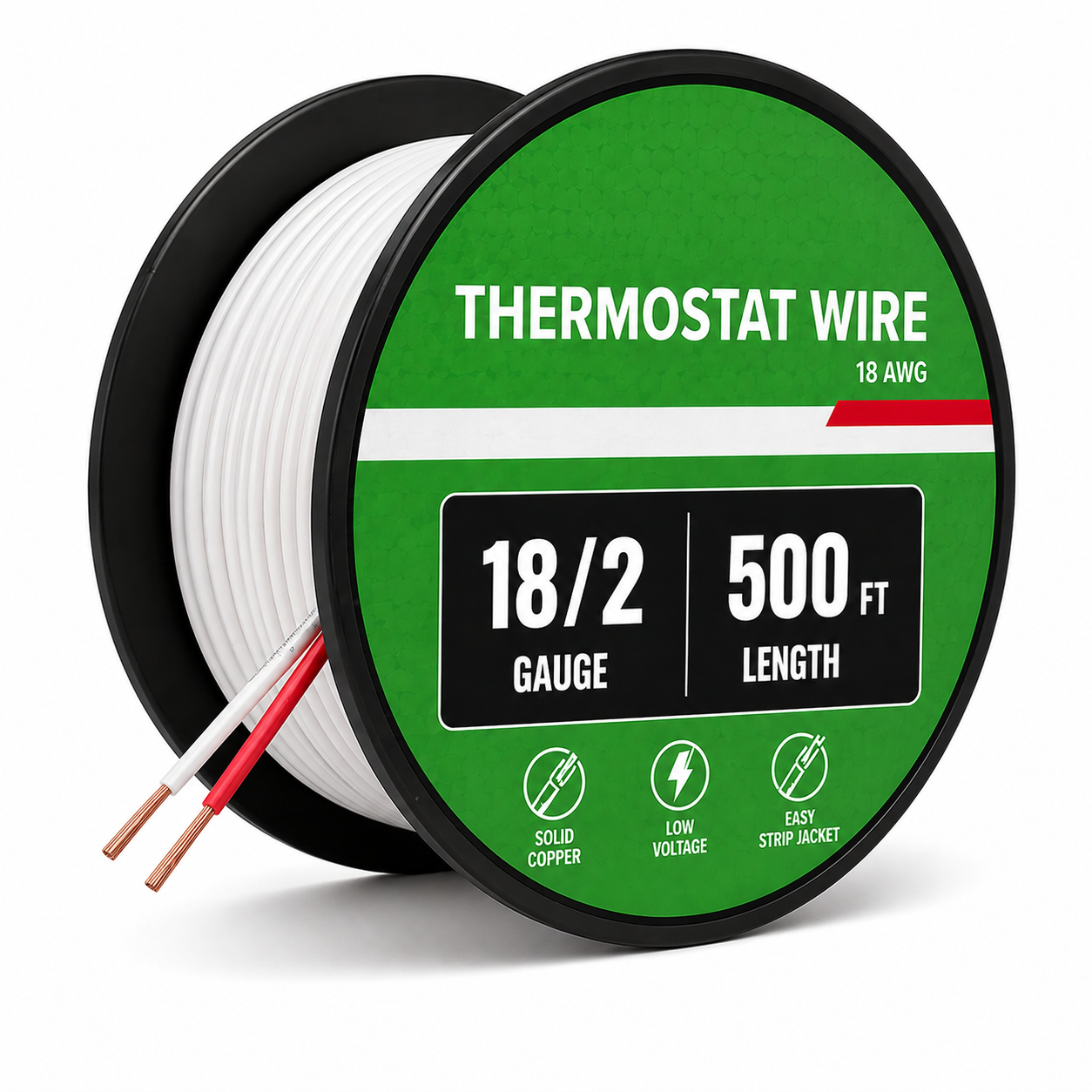 18/2 Thermostat Wire (18 AWG, 2 Conductor) | HVAC Control Wire | 500 Ft Roll