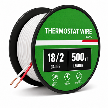 18/2 Thermostat Wire (18 AWG, 2 Conductor) | HVAC Control Wire | 500 Ft Roll
