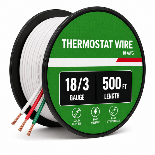 18/3 Thermostat Wire (18 AWG, 3 Conductor) | HVAC Control Wire | 500 Ft Rol